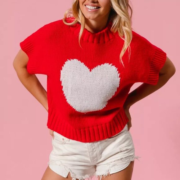 BiBi Rib Banded Heart Pattern Valentines Sweater - Picture 8 of 16